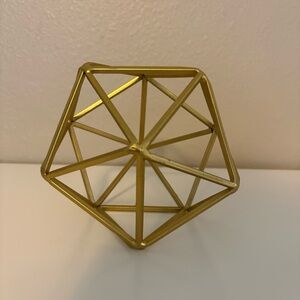 Gold Tone Geometric Metal Sculpture Minimalist Modern Shelf Decor
